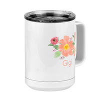 Thumbnail for Personalized Flowers Coffee Mug Tumbler with Handle (15 oz) - Gigi - Front Right View