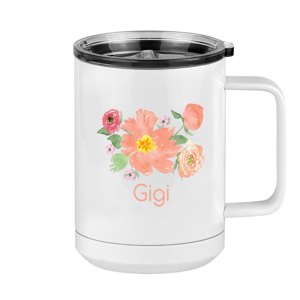 Personalized Flowers Coffee Mug Tumbler with Handle (15 oz) - Gigi - Right View