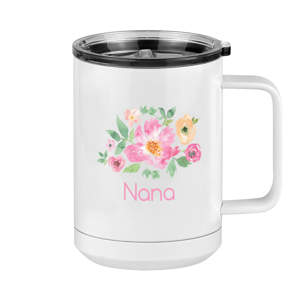 Personalized Flowers Coffee Mug Tumbler with Handle (15 oz) - Nana - Right View