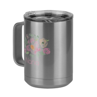 Thumbnail for Personalized Flowers Coffee Mug Tumbler with Handle (15 oz) - Nana - Front Left View