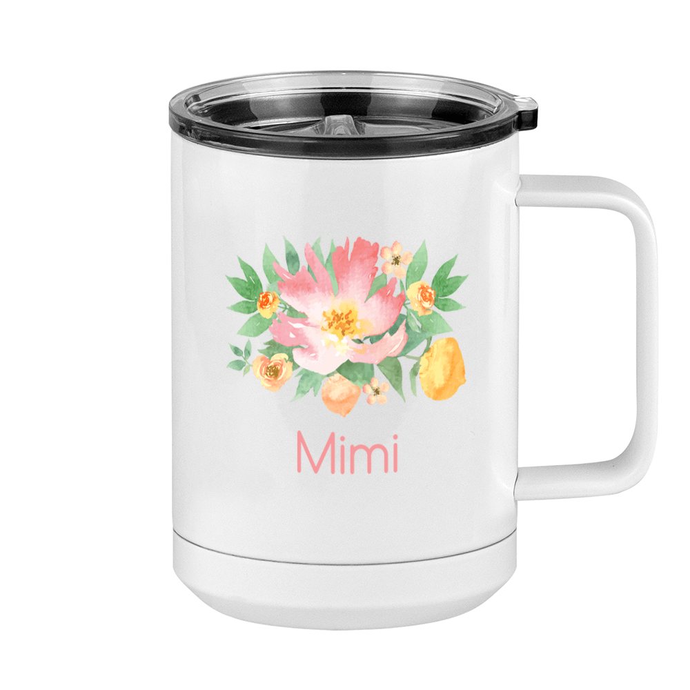 Personalized Flowers Coffee Mug Tumbler with Handle (15 oz) - Mimi - Right View