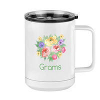 Thumbnail for Personalized Flowers Coffee Mug Tumbler with Handle (15 oz) - Grams - Right View