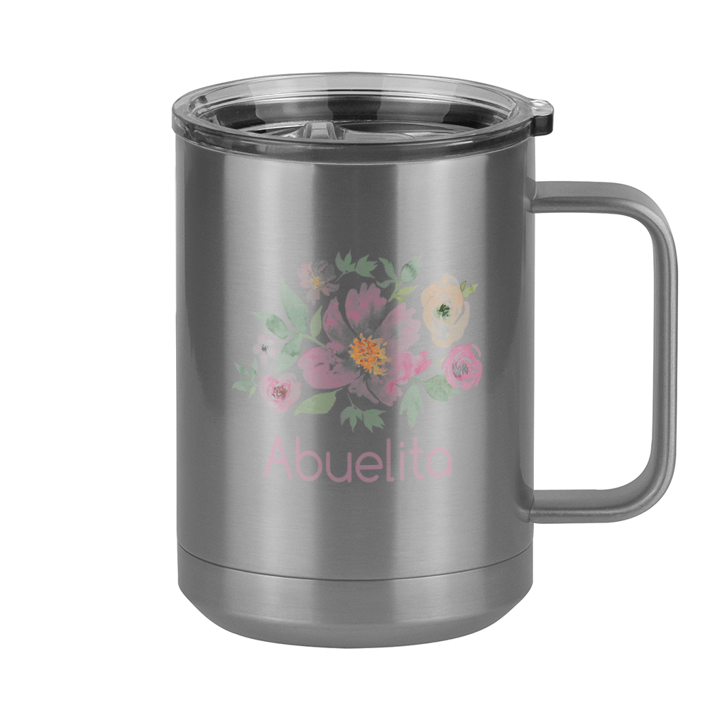 Personalized Flowers Coffee Mug Tumbler with Handle (15 oz) - Abuelita - Right View