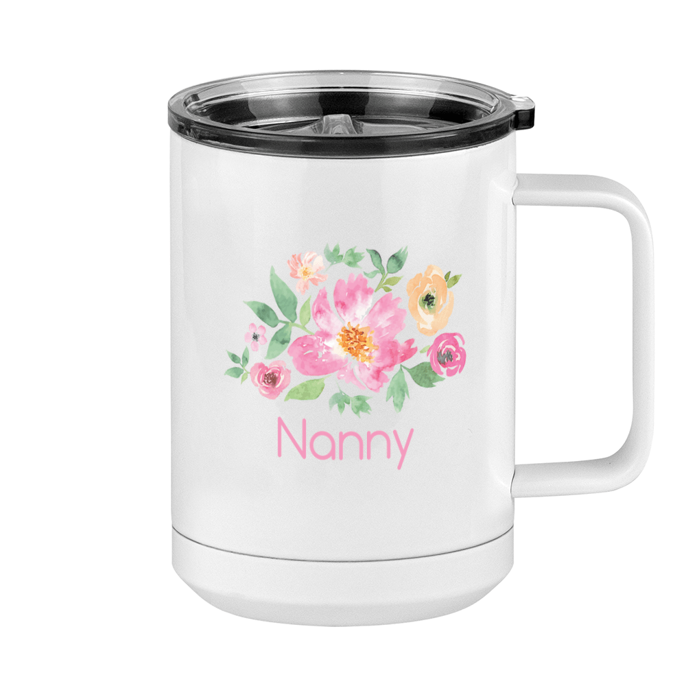 Personalized Flowers Coffee Mug Tumbler with Handle (15 oz) - Nanny - Right View