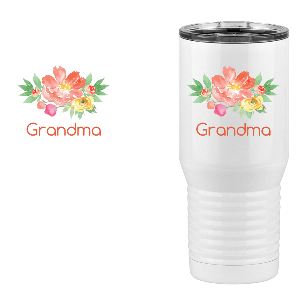 Personalized Flowers Tall Travel Tumbler (20 oz) - Grandma - Design View