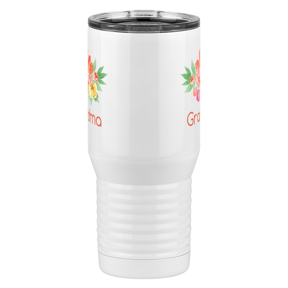 Personalized Flowers Tall Travel Tumbler (20 oz) - Grandma - Front View