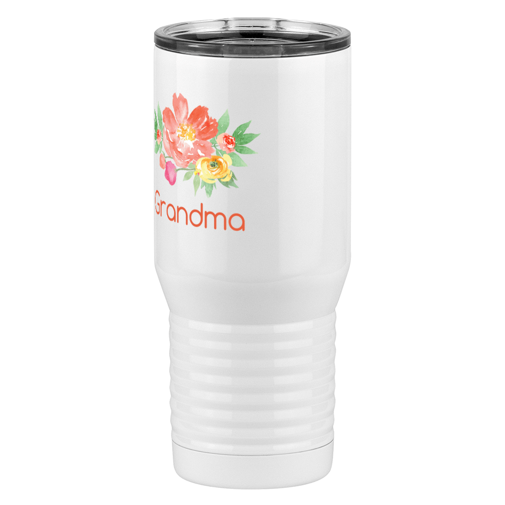 Personalized Flowers Tall Travel Tumbler (20 oz) - Grandma - Front Left View