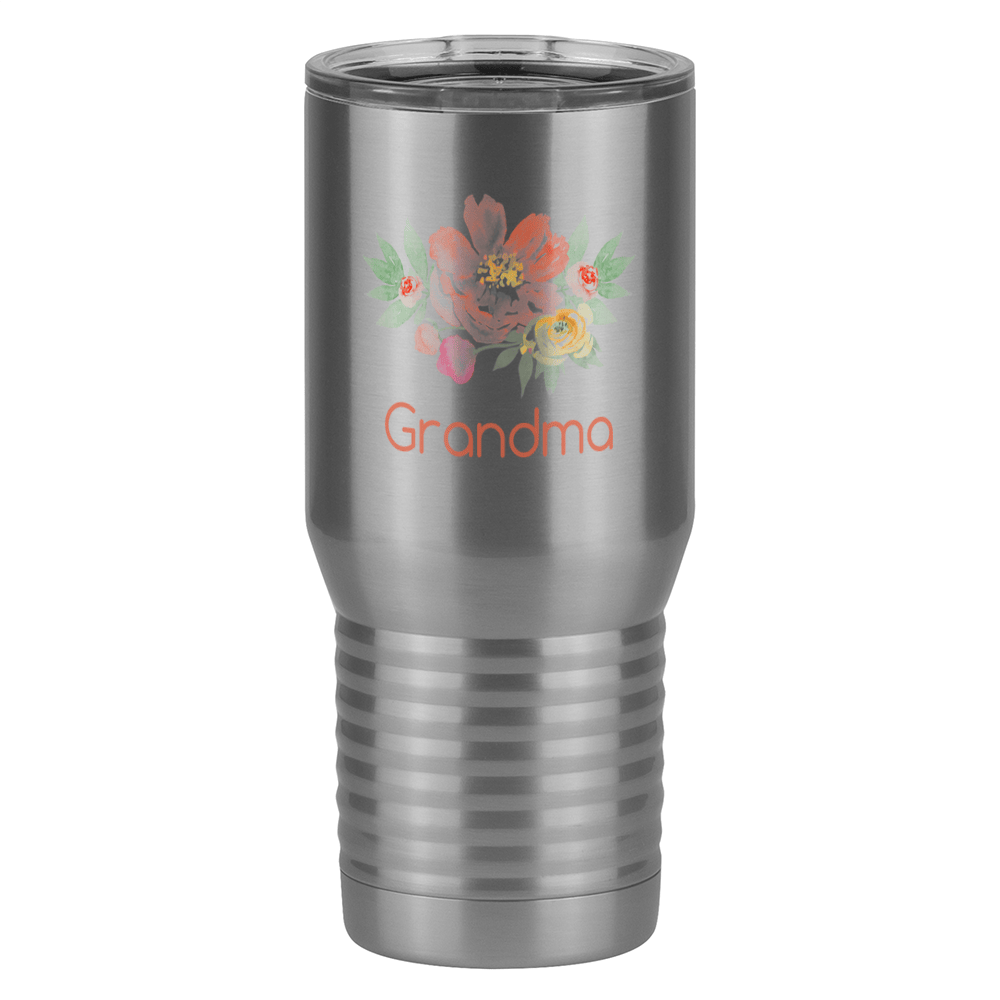 Personalized Flowers Tall Travel Tumbler (20 oz) - Grandma - Left View