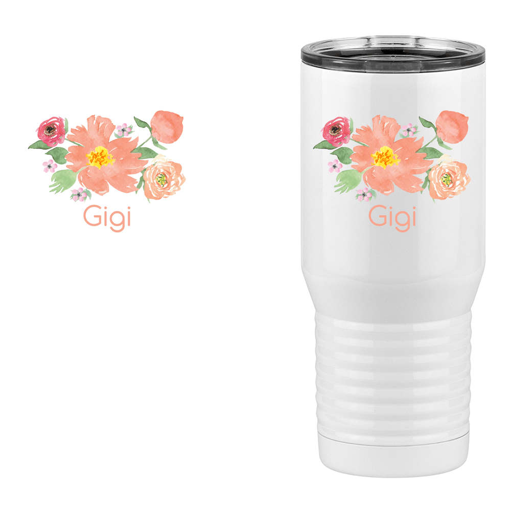 Personalized Flowers Tall Travel Tumbler (20 oz) - Gigi - Design View