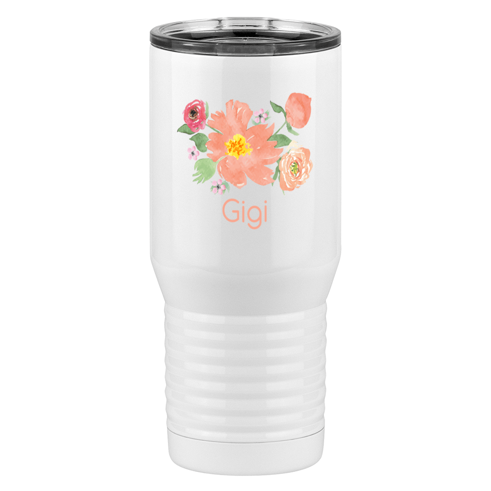 Personalized Flowers Tall Travel Tumbler (20 oz) - Gigi - Left View