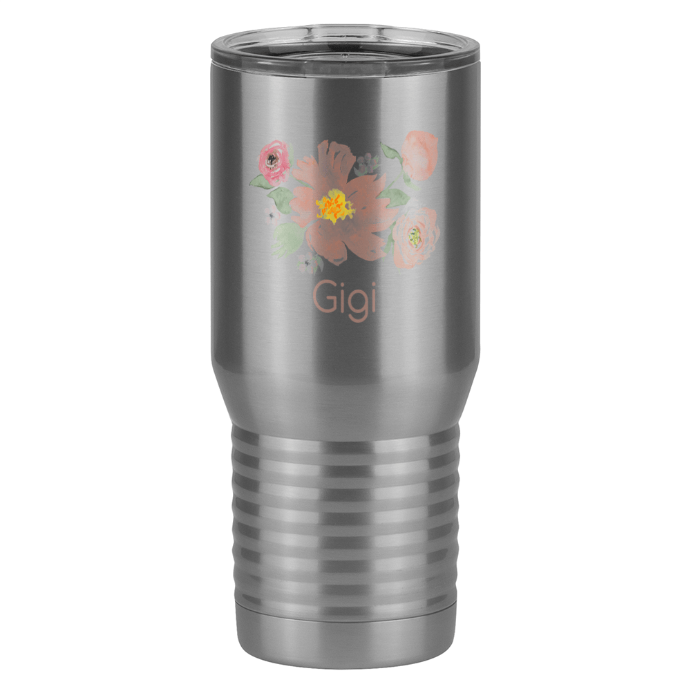 Personalized Flowers Tall Travel Tumbler (20 oz) - Gigi - Left View