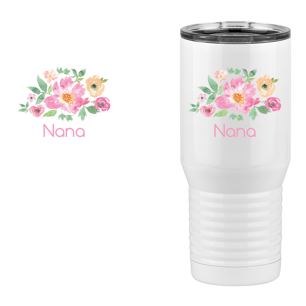 Personalized Flowers Tall Travel Tumbler (20 oz) - Nana - Design View