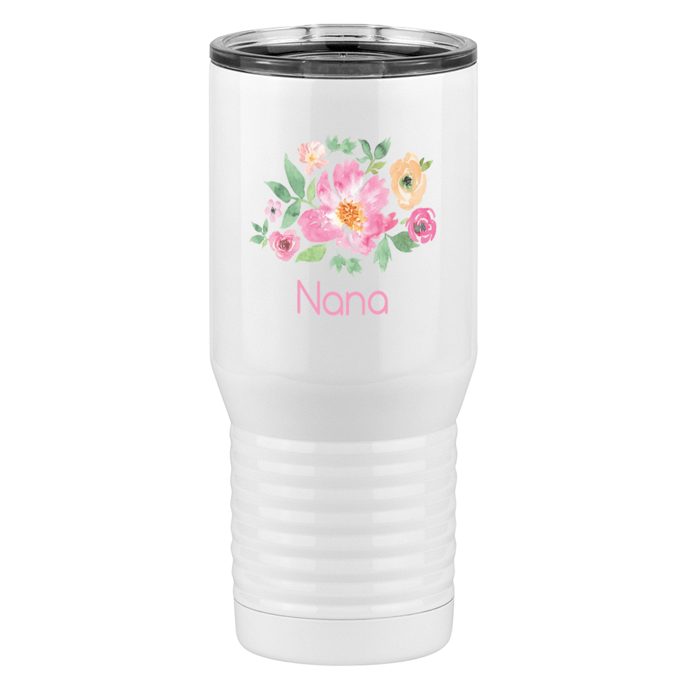 Personalized Flowers Tall Travel Tumbler (20 oz) - Nana - Left View