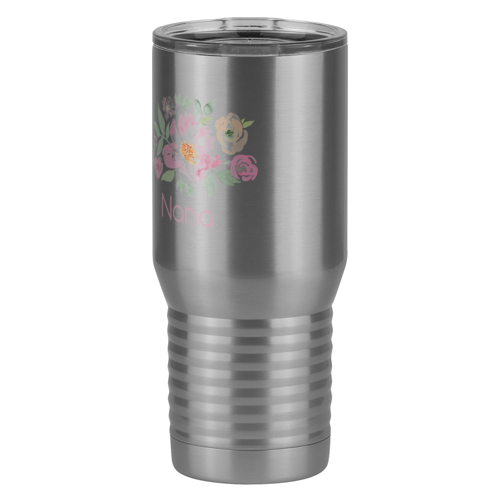 Personalized Flowers Tall Travel Tumbler (20 oz) - Nana - Front Left View