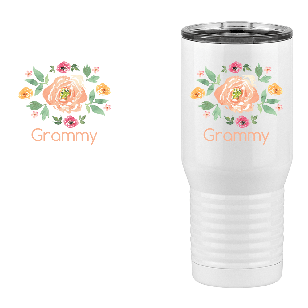 Personalized Flowers Tall Travel Tumbler (20 oz) - Grammy - Design View