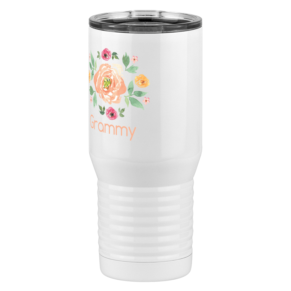 Personalized Flowers Tall Travel Tumbler (20 oz) - Grammy - Front Left View