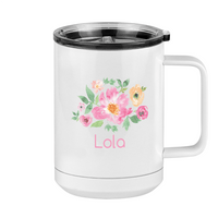 Thumbnail for Personalized Flowers Coffee Mug Tumbler with Handle (15 oz) - Lola - Right View