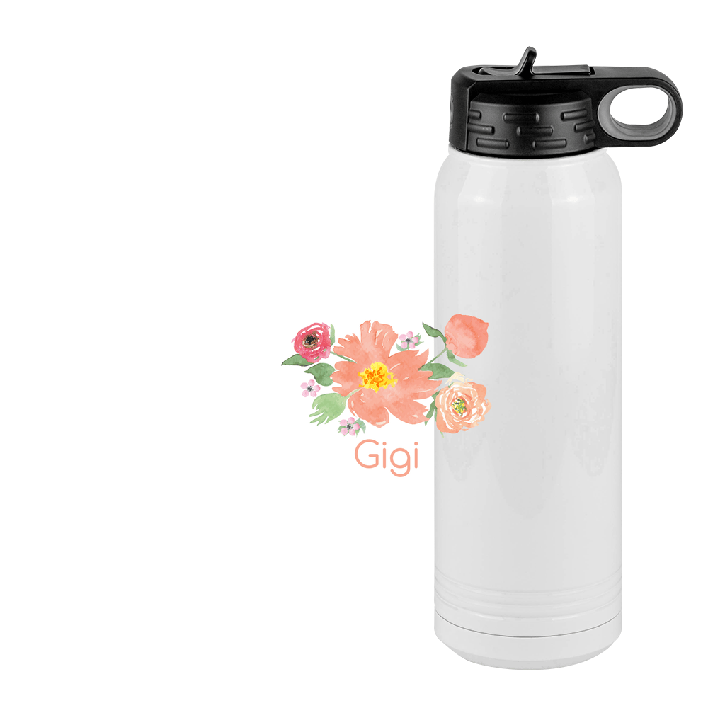 Personalized Flowers Water Bottle (30 oz) - Gigi - Design View