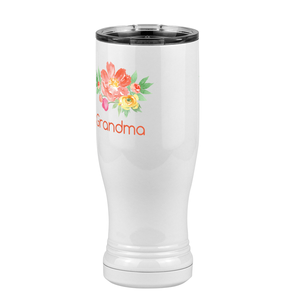 Personalized Flowers Pilsner Tumbler (14 oz) - Grandma - Front Left View