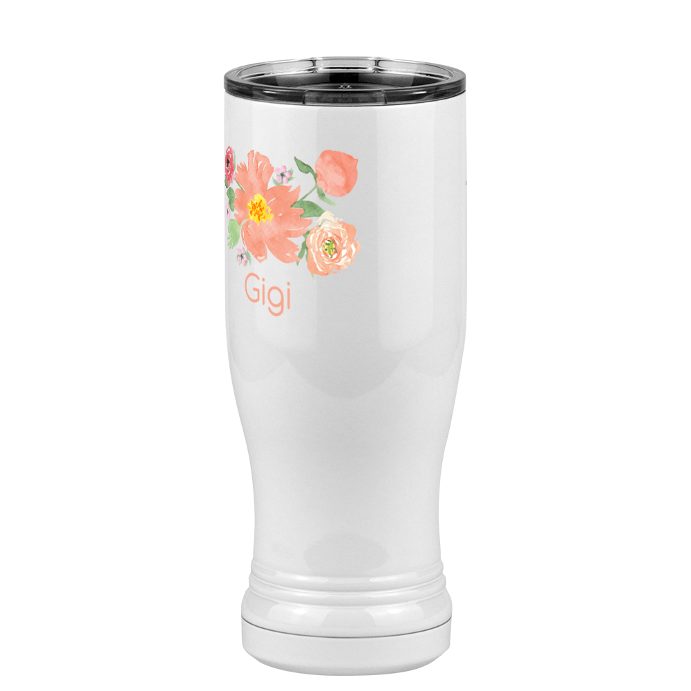 Personalized Flowers Pilsner Tumbler (14 oz) - Gigi - Front Left View