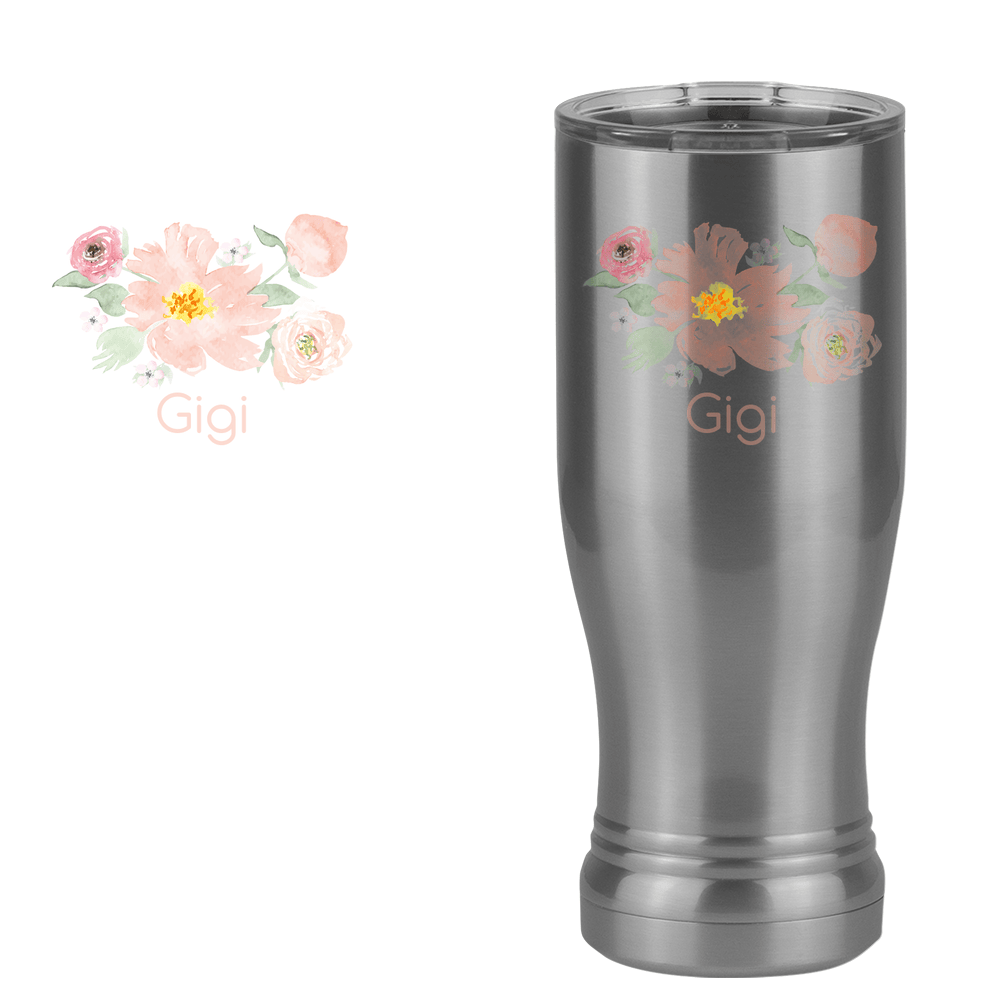 Personalized Flowers Pilsner Tumbler (14 oz) - Gigi - Design View