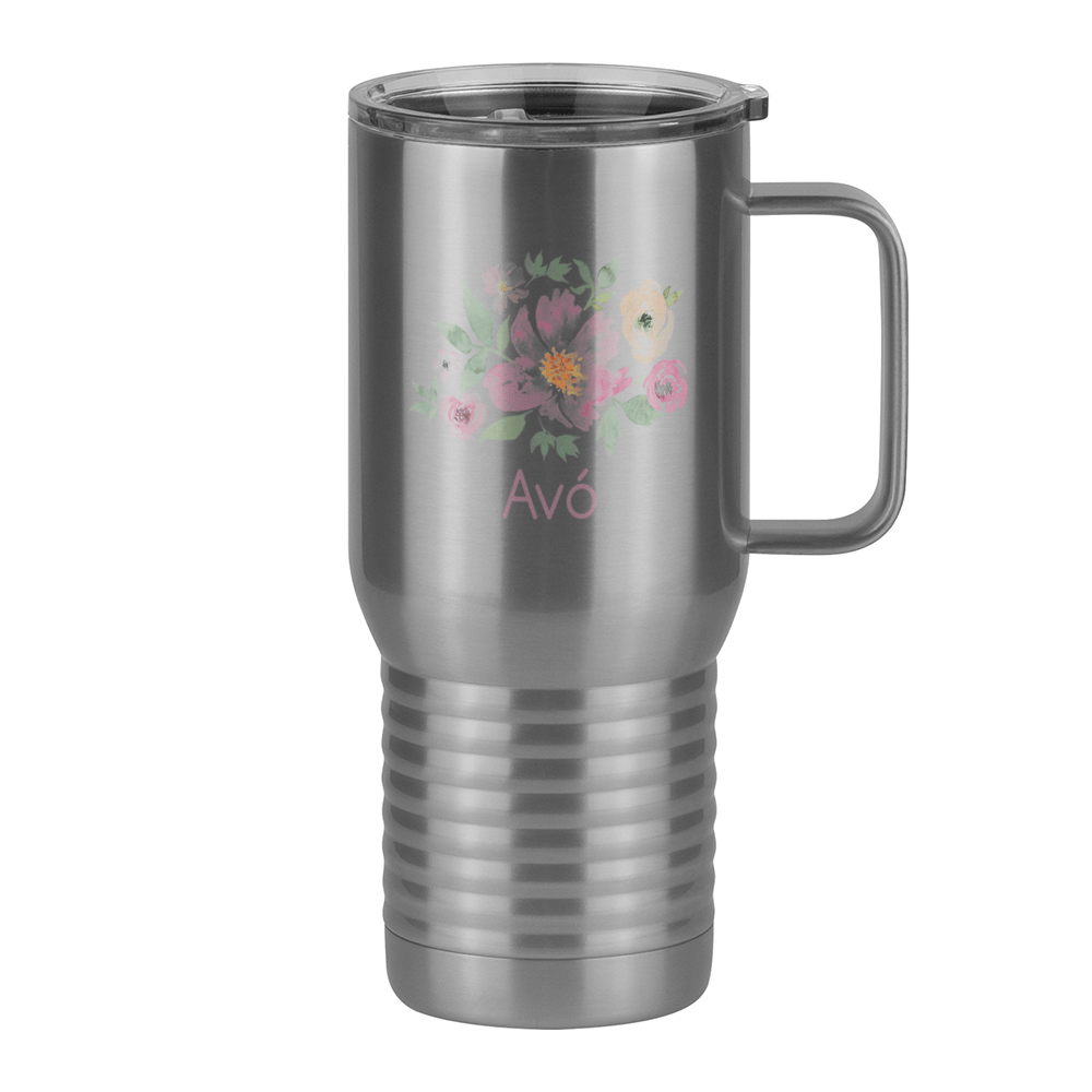 Personalized Flowers Travel Coffee Mug Tumbler with Handle (20 oz) - Avó - Right View