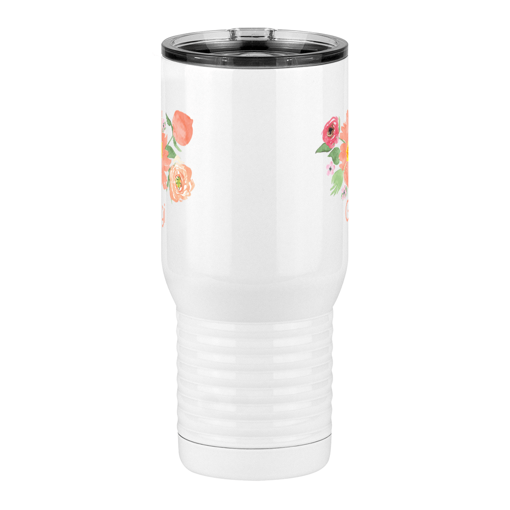 Personalized Flowers Travel Coffee Mug Tumbler with Handle (20 oz) - Gigi - Front View