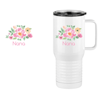 Thumbnail for Personalized Flowers Travel Coffee Mug Tumbler with Handle (20 oz) - Nana - Design View