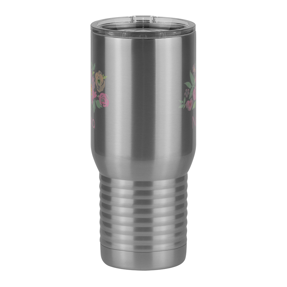 Personalized Flowers Travel Coffee Mug Tumbler with Handle (20 oz) - Nana - Front View