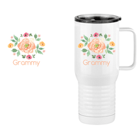 Thumbnail for Personalized Flowers Travel Coffee Mug Tumbler with Handle (20 oz) - Grammy - Design View