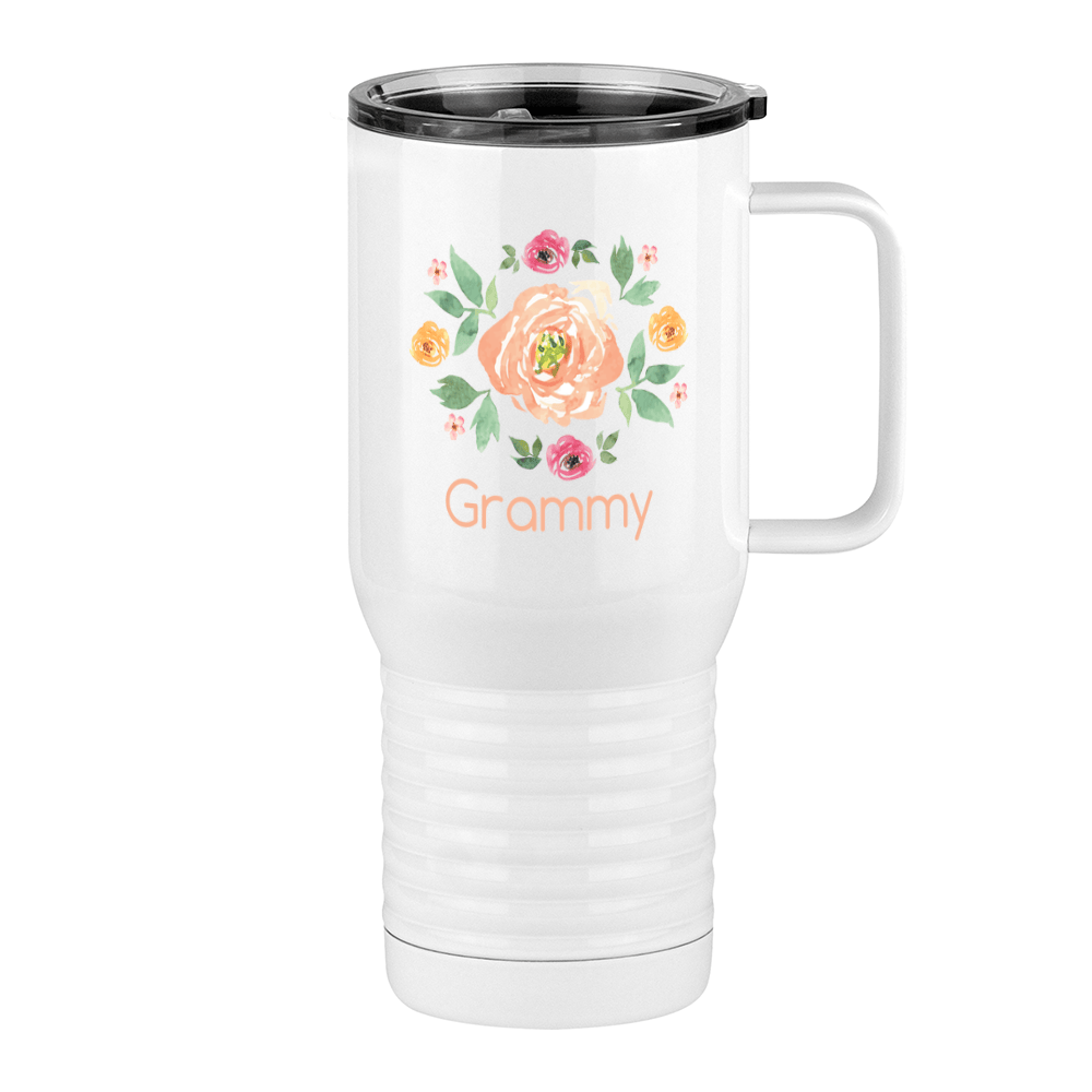 Personalized Flowers Travel Coffee Mug Tumbler with Handle (20 oz) - Grammy - Right View