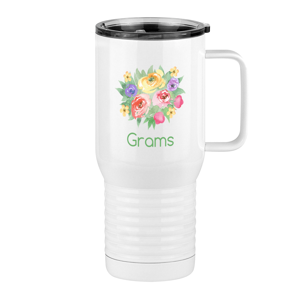 Personalized Flowers Travel Coffee Mug Tumbler with Handle (20 oz) - Grams - Right View