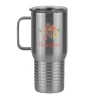 Thumbnail for Personalized Flowers Travel Coffee Mug Tumbler with Handle (20 oz) - Grandma - Left View