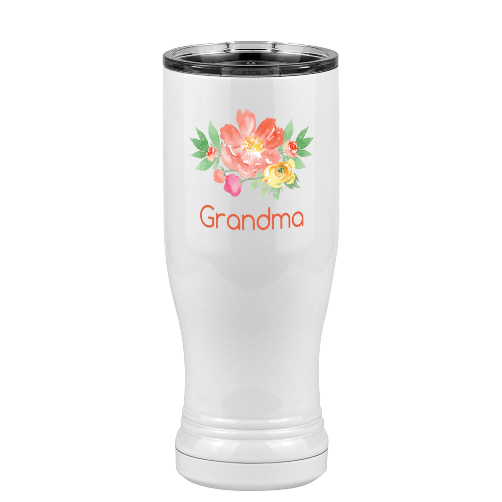 Personalized Flowers Pilsner Tumbler (14 oz) - Grandma - Left View