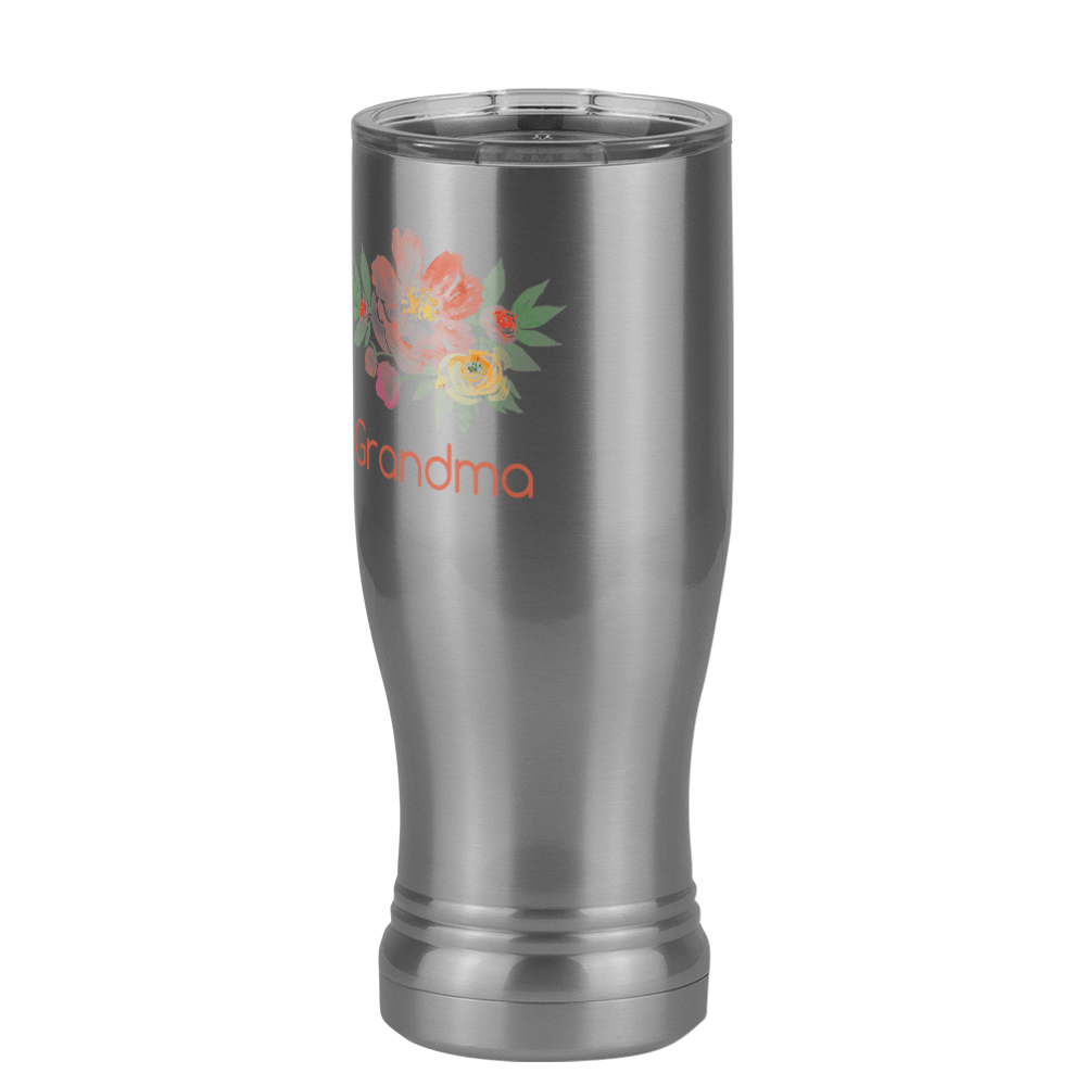 Personalized Flowers Pilsner Tumbler (14 oz) - Grandma - Front Left View