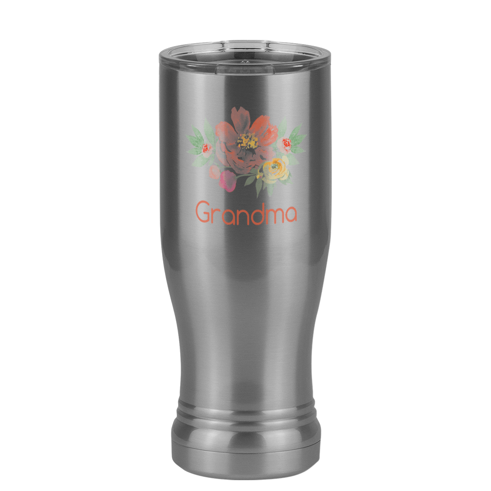 Personalized Flowers Pilsner Tumbler (14 oz) - Grandma - Left View