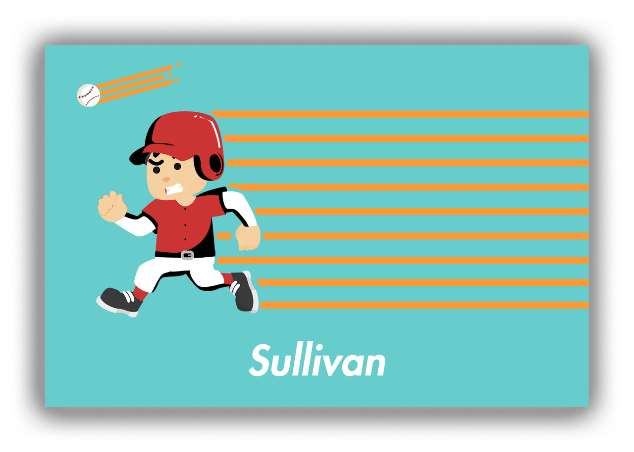 Personalized Baseball Canvas Wrap & Photo Print XXVI - Teal Background - Asian Boy - Front View