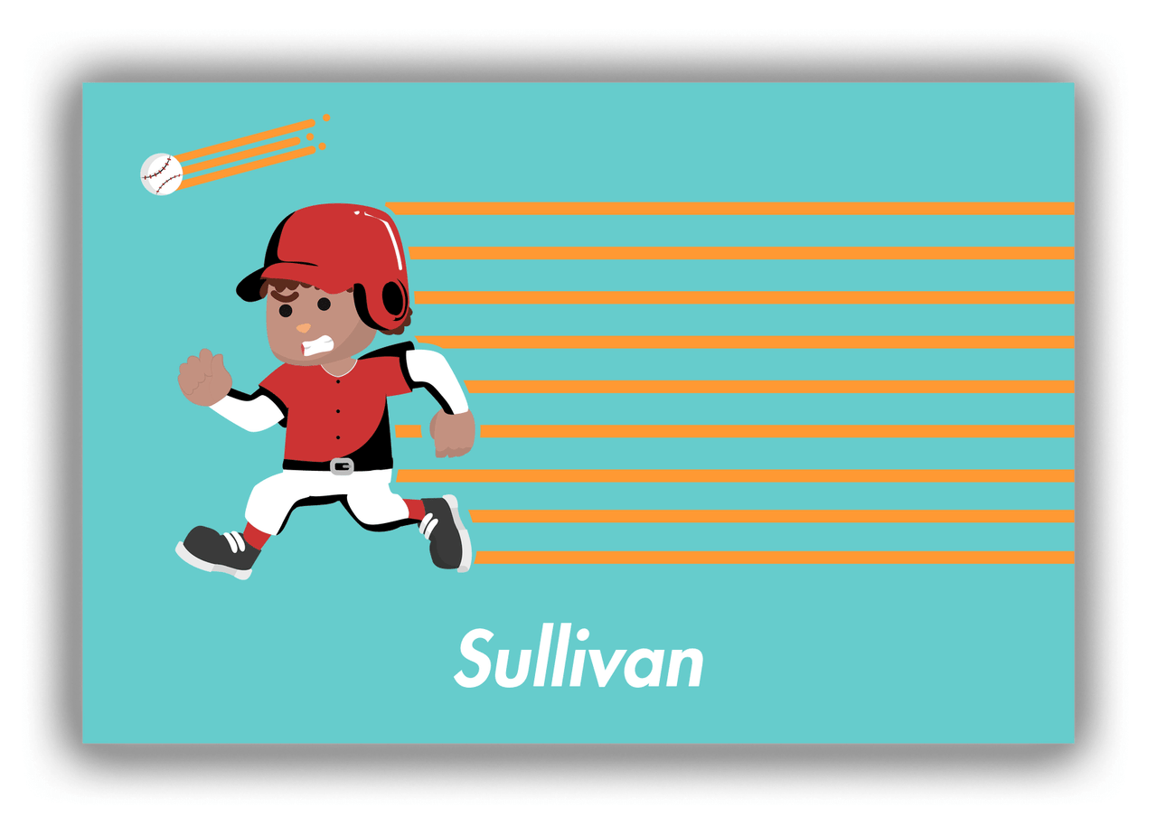 Personalized Baseball Canvas Wrap & Photo Print XXVI - Teal Background - Black Boy II - Front View