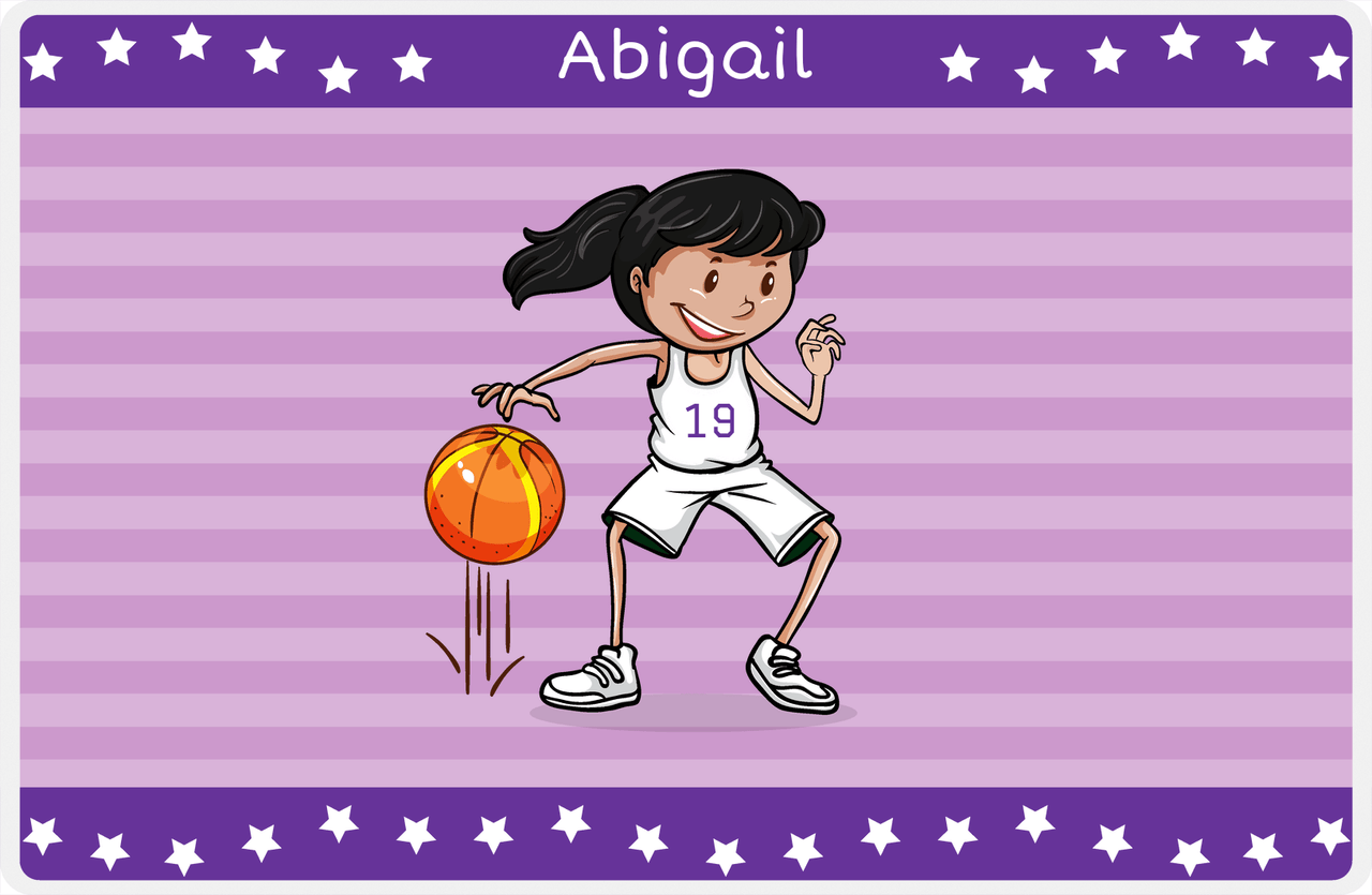 Personalized Basketball Placemat X - Star Dribbler - Black Hair Girl I -  View