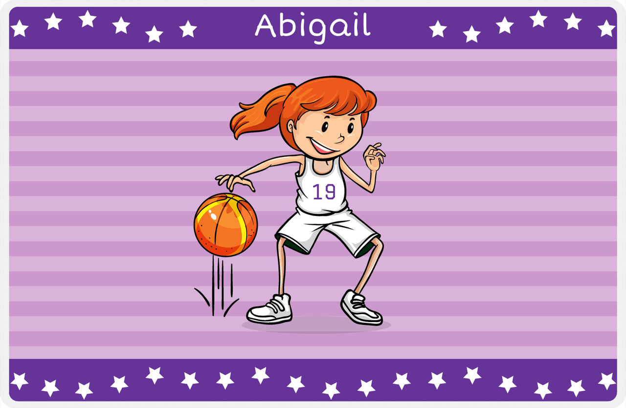 Personalized Basketball Placemat X - Star Dribbler - Redhead Girl -  View