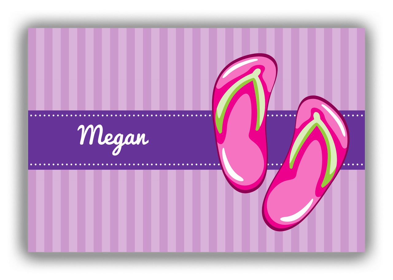 Personalized Beach Canvas Wrap & Photo Print XIV - Flip Flops - Vertical Stripes - Front View