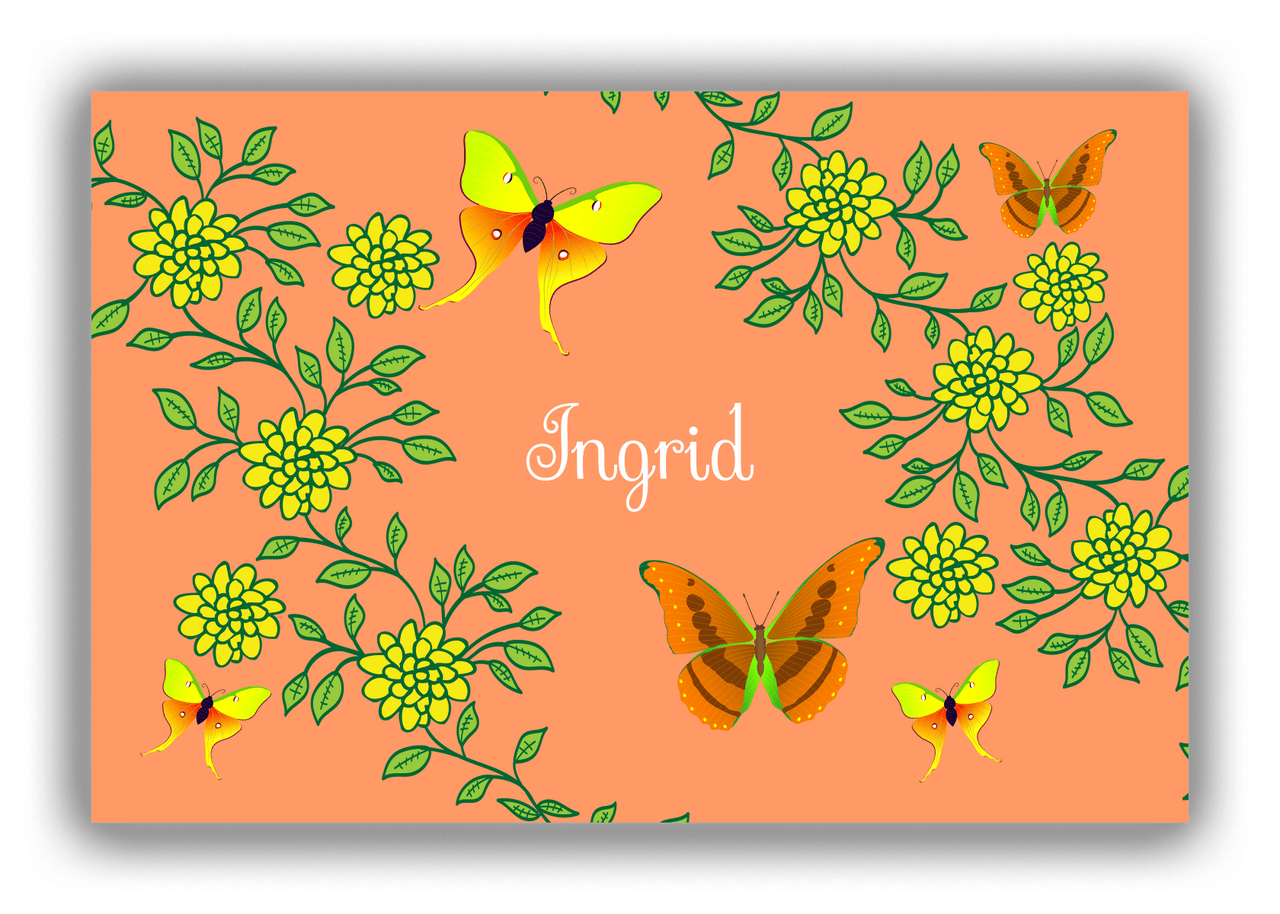 Personalized Butterflies Canvas Wrap & Photo Print IX - Orange Background - Orange Butterflies II - Front View