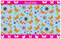 Thumbnail for Personalized Butterfly Placemat IV - Blue Background - Orange Butterflies -  View