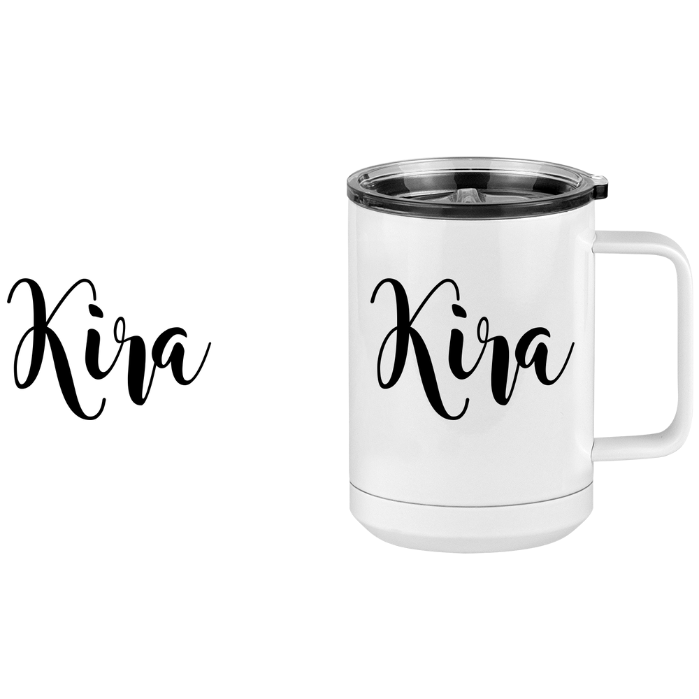 Personalized Coffee Mug Tumbler with Handle (15 oz), Customize Name in Script Cursive Calligraphy - Design View