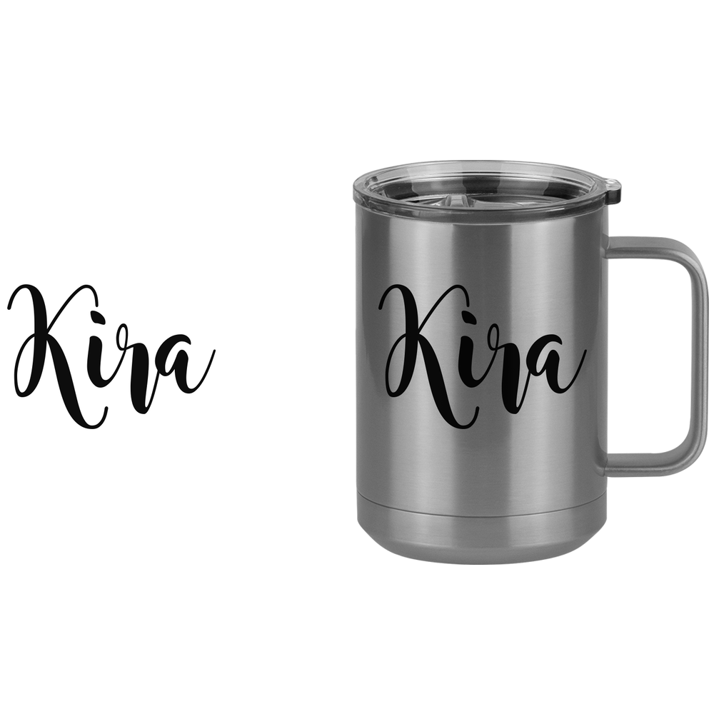 Personalized Coffee Mug Tumbler with Handle (15 oz), Customize Name in Script Cursive Calligraphy - Design View