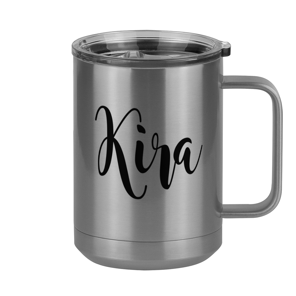 Personalized Coffee Mug Tumbler with Handle (15 oz), Customize Name in Script Cursive Calligraphy - Right View