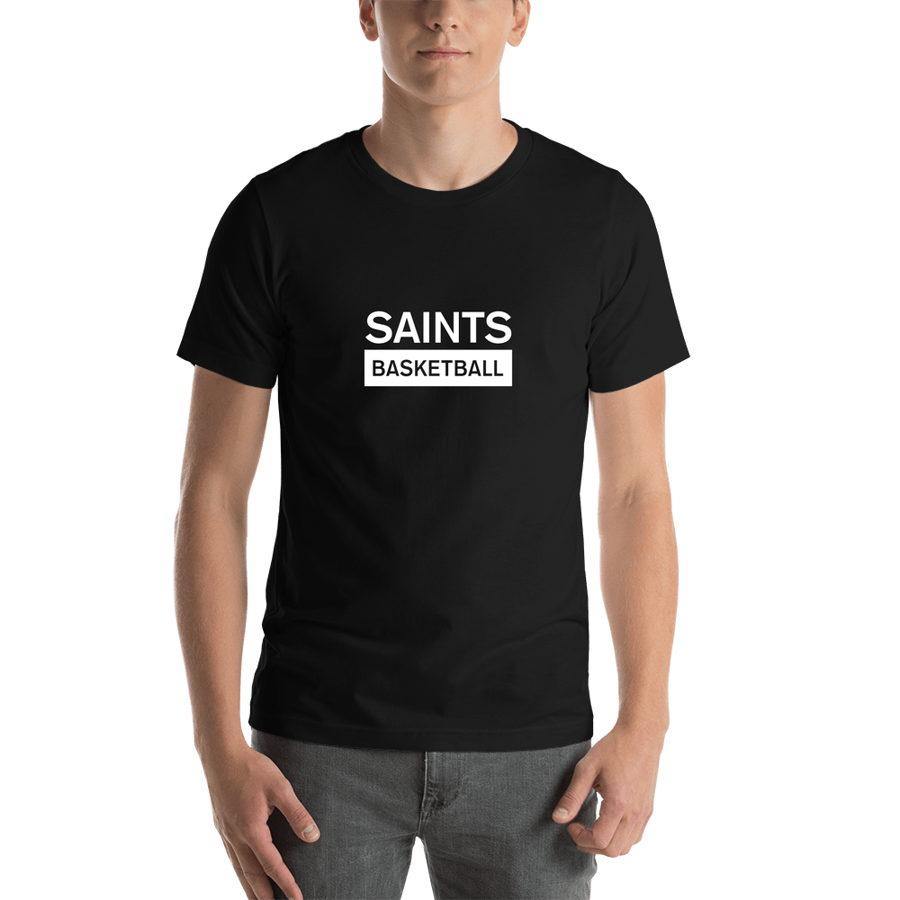 Custom High School Saints Basketball T-Shirt - Black - Shirt View