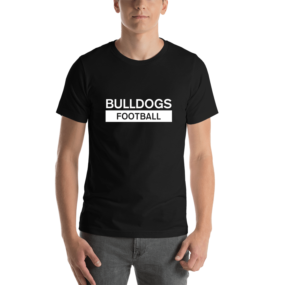 Custom High School Bulldogs Football T-Shirt - Black - Shirt View