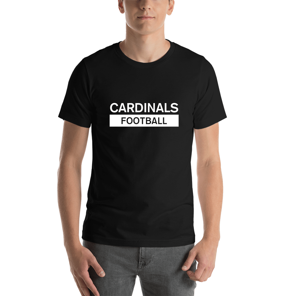 Custom High School Cardinals Football T-Shirt - Black - Shirt View