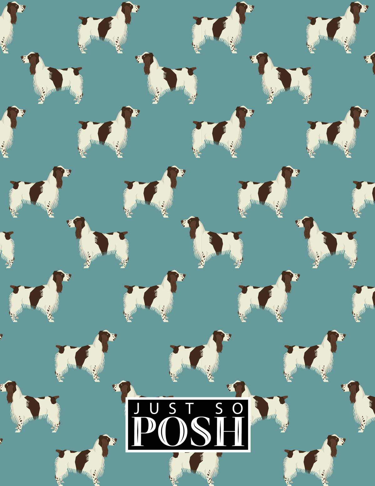 Personalized Dogs Notebook IX - Teal Background - English Springer Spaniel - Back View